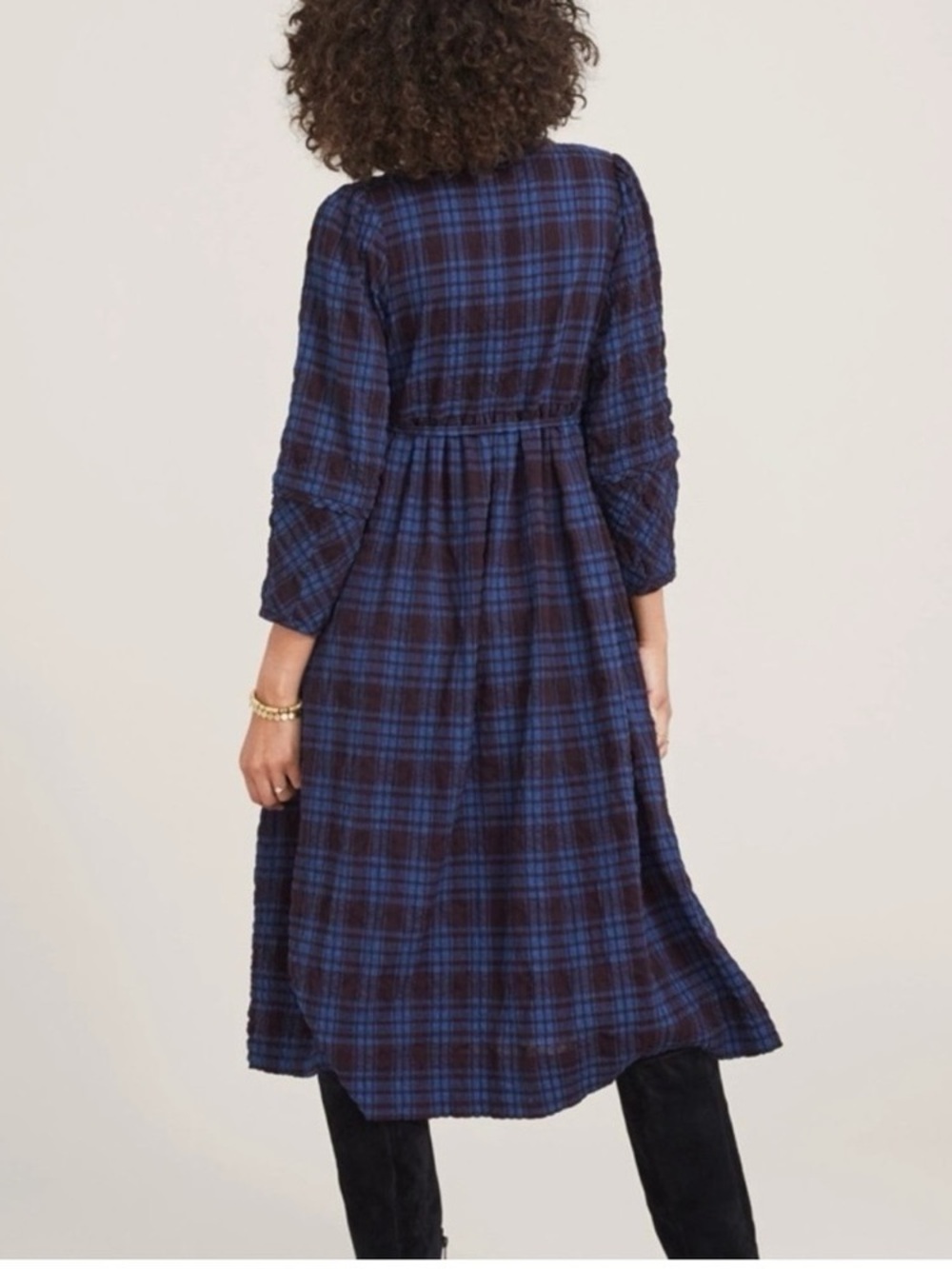 HATCH maternity Kimia plaid wrap dress lagenlook gauze Dark Academia Cottagecore - Picture 5 of 13